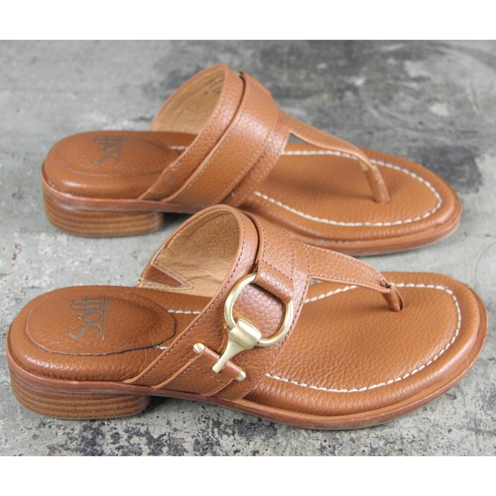 Sofft Fernanda Cognac Brown Slip-On Thong Sandals, ladies size 7.5M - Picture 3 of 8